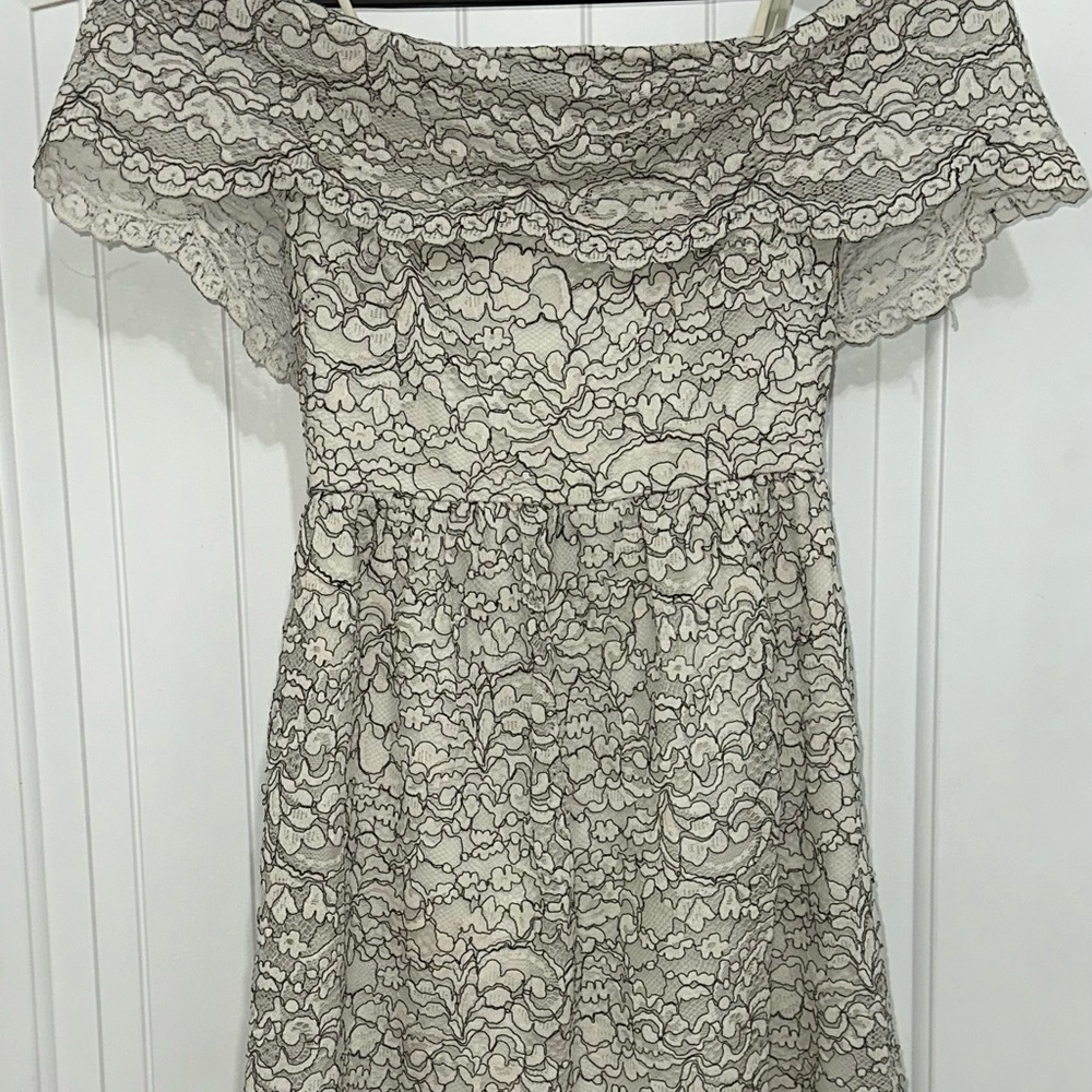 Francesca's Collections Cream and Gray Dress